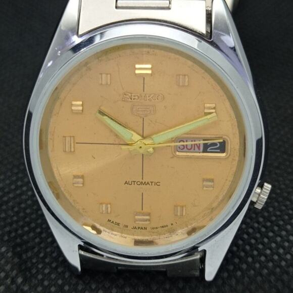 Vintage 1986 Seiko Automatic Mens Silver Watch W/daydate & Gold accents - Picture 3 of 8